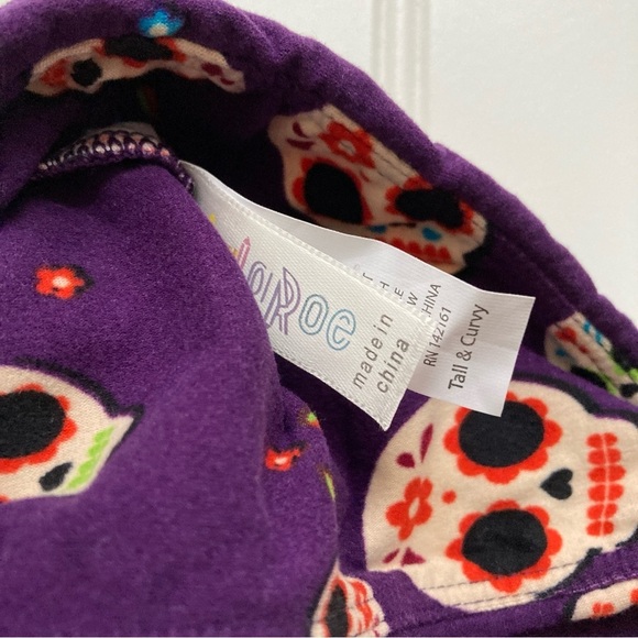 NWT LulaRoe TC Leggings purple sugar skulls Halloween Day of the Dead Whimsygoth - Picture 4 of 5
